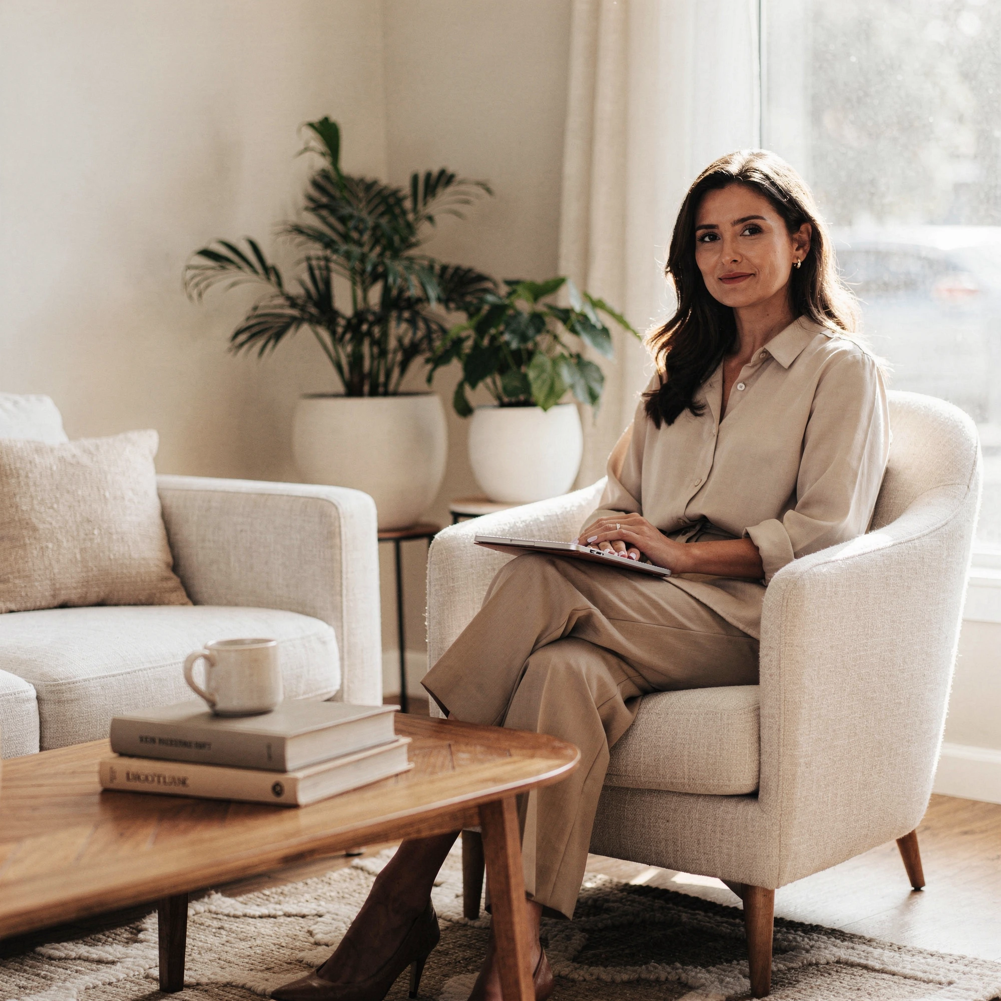 Therapist in North Hills, CA – client seated in a welcoming therapy office at Uriel Behavioral Wellness